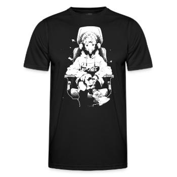 Le cool Cyberpunk Style Anime Boy Otaku de Shibuya - T-shirt sport Homme - noir - Devant - AI Model Male 178 dark (178cm)