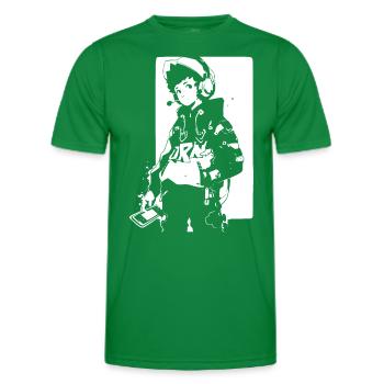 Le cool Cyberpunk Style Anime Boy Otaku de Shibuya - T-shirt sport Homme - vert - Devant - AI Model Male 178 dark (178cm)