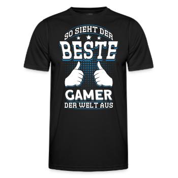 Herren So Sieht Der Beste Gamer Der Welt Aus - Männer Funktions-T-Shirt - Schwarz - Vorne - AI Model Male 178 dark (178cm)
