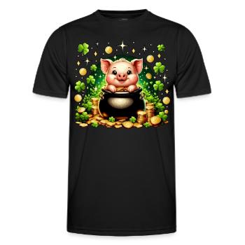 Glücksschweinchen - Männer Funktions-T-Shirt - Schwarz - Vorne - AI Model Male 178 dark (178cm)