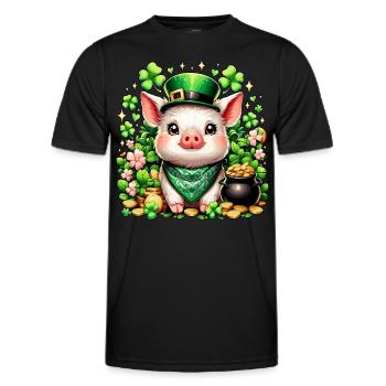 Glücksschwein Silvester Neujahr Schweinchen - Männer Funktions-T-Shirt - Schwarz - Vorne - AI Model Male 178 dark (178cm)
