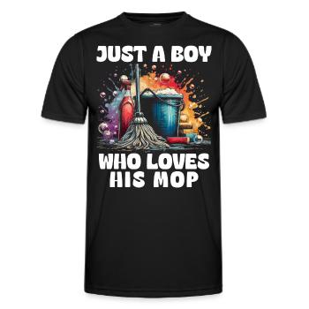 Just A Boy Who Loves Her Mop - Men's Functional T-Shirt - black - Front - AI Model Male 178 dark (178cm)