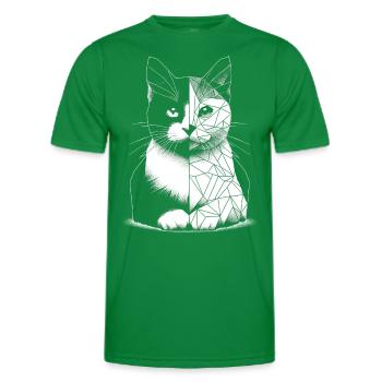 Geometrische polygonale Katze - Männer Funktions-T-Shirt - Kelly Green - Vorne - AI Model Male 178 dark (178cm)