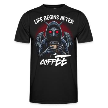 Life Begins After Coffee - Men's Functional T-Shirt - black - Front - AI Model Male 178 dark (178cm)