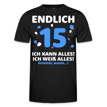 Endlich 15 Ich Kann Alles Ich Weiß Alles - Männer Funktions-T-Shirt - Schwarz - Vorne - AI Model Male 178 dark (178cm)