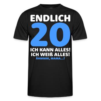 Finally 20 I can do everything I know everything - Men's Functional T-Shirt - black - Front - AI Model Male 178 dark (178cm)