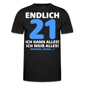Endlich 21 Ich Kann Alles Ich Weiß Alles - Männer Funktions-T-Shirt - Schwarz - Vorne - AI Model Male 178 dark (178cm)