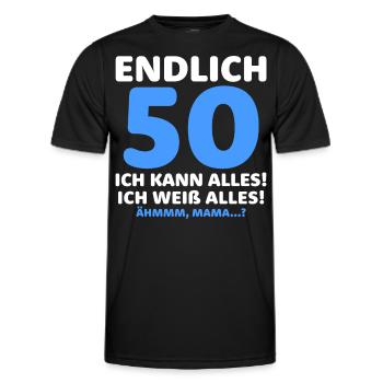Endlich 50 Ich Kann Alles Ich Weiß Alles - Männer Funktions-T-Shirt - Schwarz - Vorne - AI Model Male 178 dark (178cm)