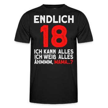 Finally 18 I can do everything, I know everything - Men's Functional T-Shirt - black - Front - AI Model Male 178 dark (178cm)