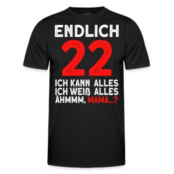 Finally 22 I can do everything, I know everything - Men's Functional T-Shirt - black - Front - AI Model Male 178 dark (178cm)