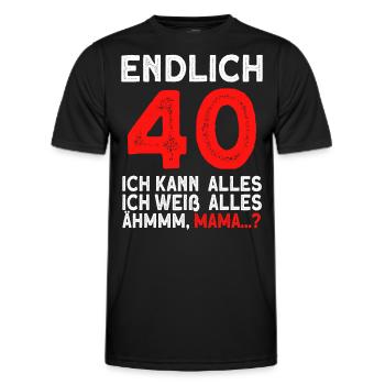 Finally 40 I can do everything I know everything - Men's Functional T-Shirt - black - Front - AI Model Male 178 dark (178cm)