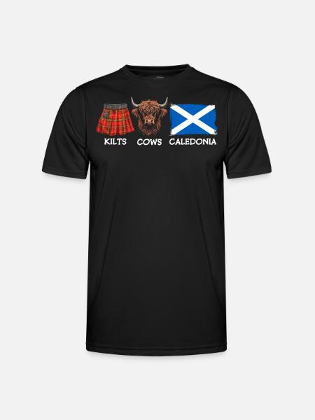 Kilts Cows Caledonia - Männer Funktions-T-Shirt - Schwarz