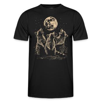 3 Waschbären Mond Heulende Lustige Tierkunst - Männer Funktions-T-Shirt - Schwarz - Vorne - AI Model Male 178 dark (178cm)
