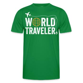 World Traveler - Men's Functional T-Shirt - kelly green - Front - AI Model Male 178 dark (178cm)
