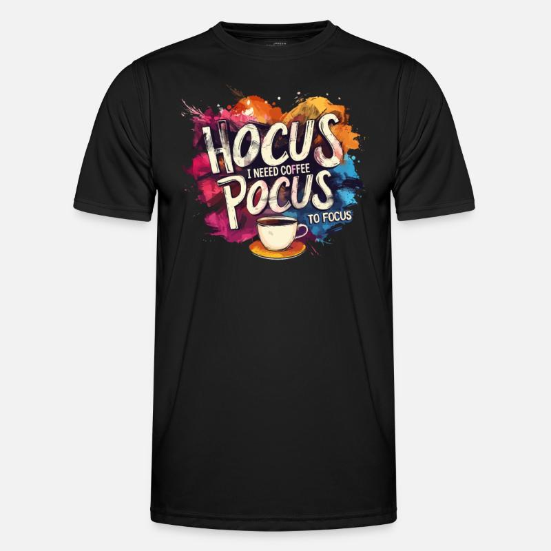 Buntes Hocus Pocus Kaffee Design Lustig Männer Funktions-T-Shirt