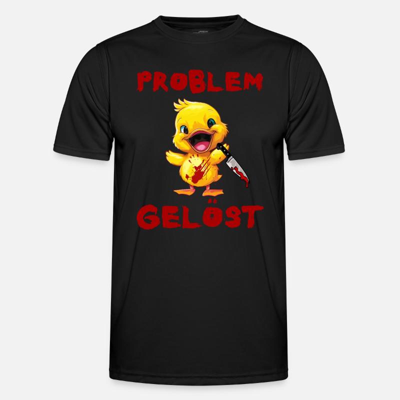 Problem gelöst - Ente mit Messer Halloween - Männer Funktions-T-Shirt - Schwarz