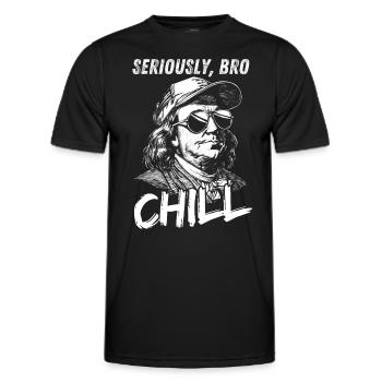 Seriously Bro Chill Benjamin Franklin Meme Figur - Männer Funktions-T-Shirt - Schwarz - Vorne - AI Model Male 178 dark (178cm)