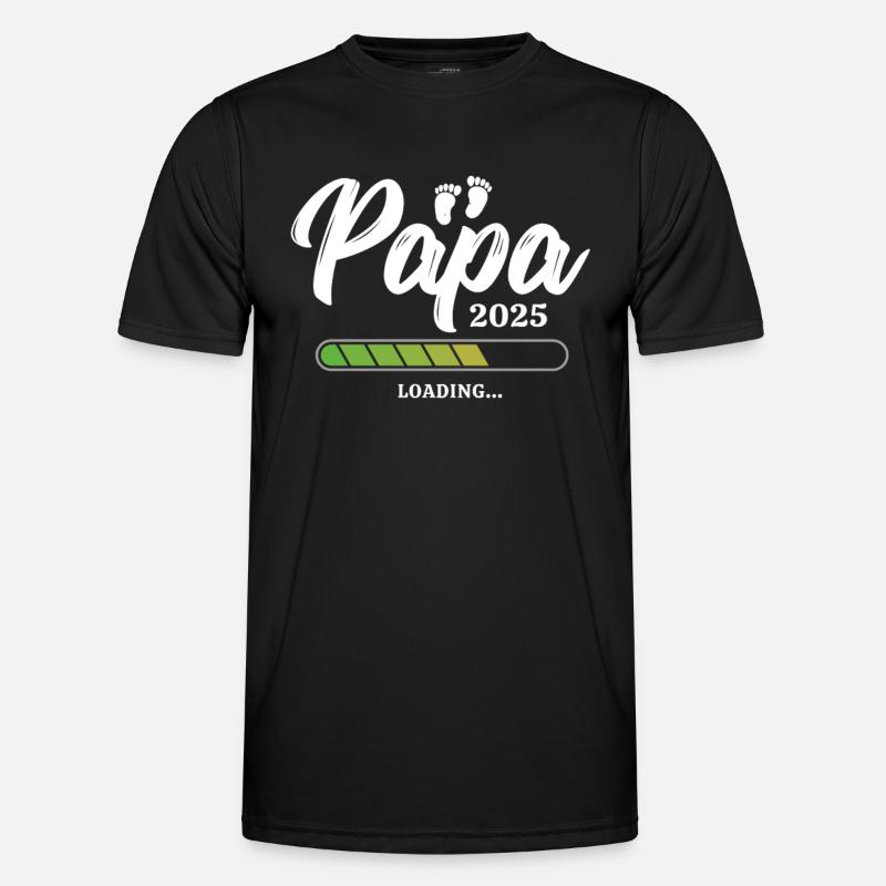 Papa Loading 2025 - Männer Funktions-T-Shirt - Schwarz
