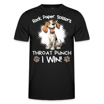 Rock Paper Scissors Throat Punch - Spaniel Humor - Men's Functional T-Shirt - black - Front - AI Model Male 178 dark (178cm)