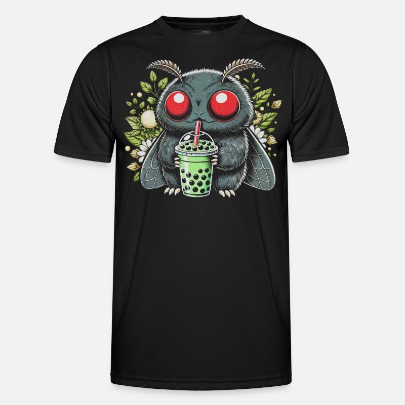 Mothman Drinking Bubble Tea - Männer Funktions-T-Shirt - Schwarz