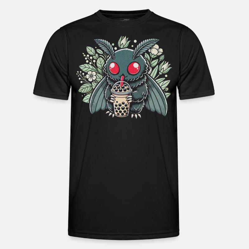 Mothman Enjoying Bubble Tea - Men's Functional T-Shirt - black