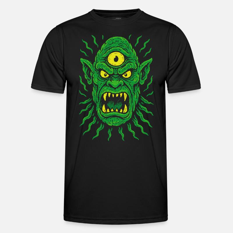 Three-Eyed Neon Orc Cyclops with Monster Eyes Men's Functional T-Shirt