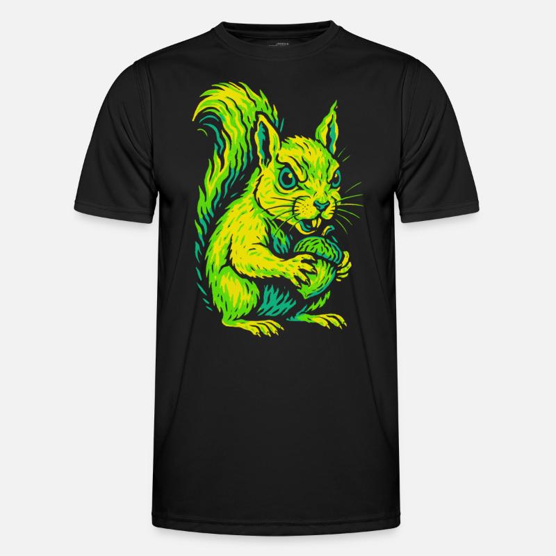 Wütendes Neon-Eichhörnchen mit Nuss - Männer Funktions-T-Shirt - Schwarz
