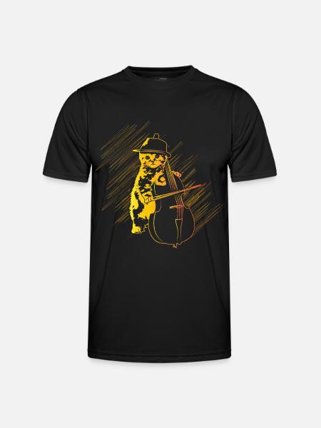 Cadeau de violoncelle chat - T-shirt sport Homme - noir