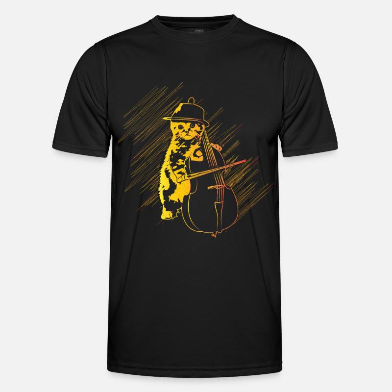 Katze Cello Geschenk - Männer Funktions-T-Shirt - Schwarz