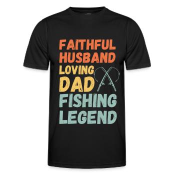 Husband Father Papa Legendary Angler Fishing Legend - Men's Functional T-Shirt - black - Front - AI Model Male 178 dark (178cm)