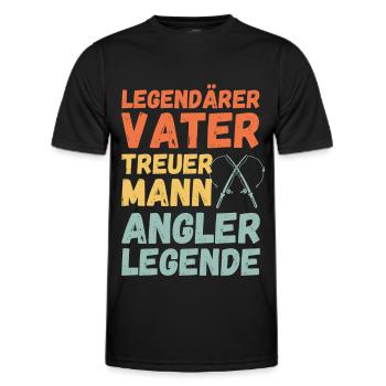 Ehemann Vater Papa Legendärer Angler Angel Legende - Männer Funktions-T-Shirt - Schwarz - Vorne - AI Model Male 178 dark (178cm)