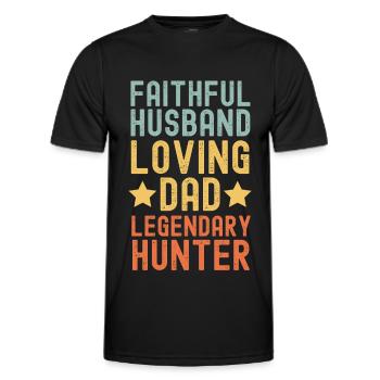 Mari Père Chasseur légendaire rétro vintage - T-shirt sport Homme - noir - Devant - AI Model Male 178 dark (178cm)