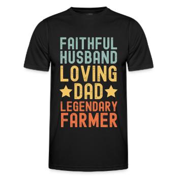 Husband Father Legendary farmer retro vintage - Men's Functional T-Shirt - black - Front - AI Model Male 178 dark (178cm)