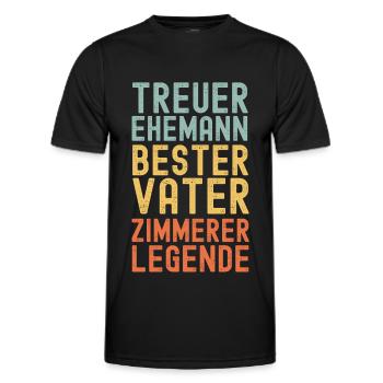 Ehemann Vater Zimmerer Legende Retro Vintage - Männer Funktions-T-Shirt - Schwarz - Vorne - AI Model Male 178 dark (178cm)