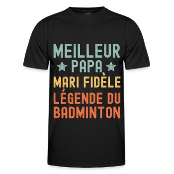 Mari Père Badminton Légende Rétro Vintage - T-shirt sport Homme - noir - Devant - AI Model Male 178 dark (178cm)