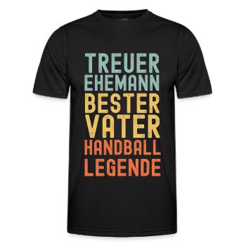 Ehemann Vater Handball Legende Retro Vintage - Männer Funktions-T-Shirt - Schwarz - Vorne - AI Model Male 178 dark (178cm)