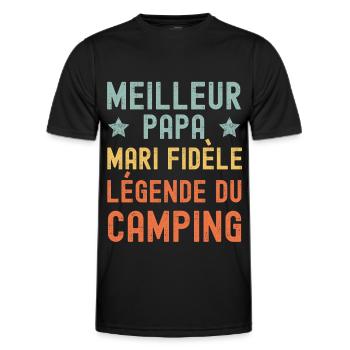 Mari Père Camping Légende Rétro Vintage - T-shirt sport Homme - noir - Devant - AI Model Male 178 dark (178cm)