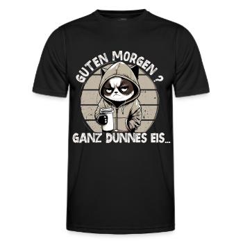 Guten Morgen Ganz dünnes Eis - Katze - Männer Funktions-T-Shirt - Schwarz - Vorne - AI Model Male 178 dark (178cm)