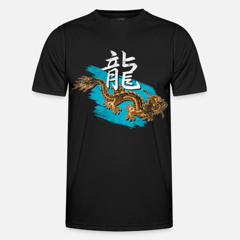 Drache mit chinesischen Schirftzeichen - Männer Funktions-T-Shirt - Schwarz