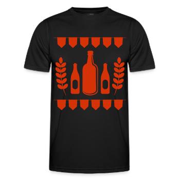 Bière - Bouteille de bière - Fête - Festival folklorique - T-shirt sport Homme - noir - Devant - AI Model Male 178 dark (178cm)