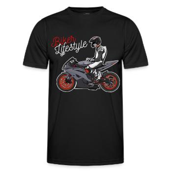 Motorcycle Lifestyle / Motorcycle / Motorcycle biker - Men's Functional T-Shirt - black - Front - AI Model Male 178 dark (178cm)