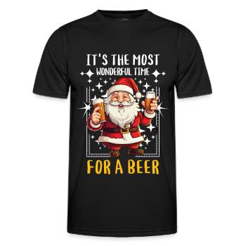 Weihnachtsmann Bier Saufen Alkohol Weihnachten - Männer Funktions-T-Shirt - Schwarz - Vorne - AI Model Male 178 dark (178cm)