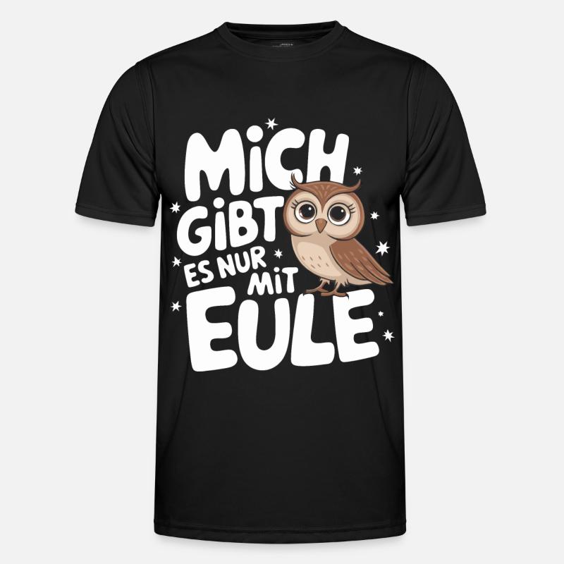 Nachteule Eule Eulen Vogel - Männer Funktions-T-Shirt - Schwarz