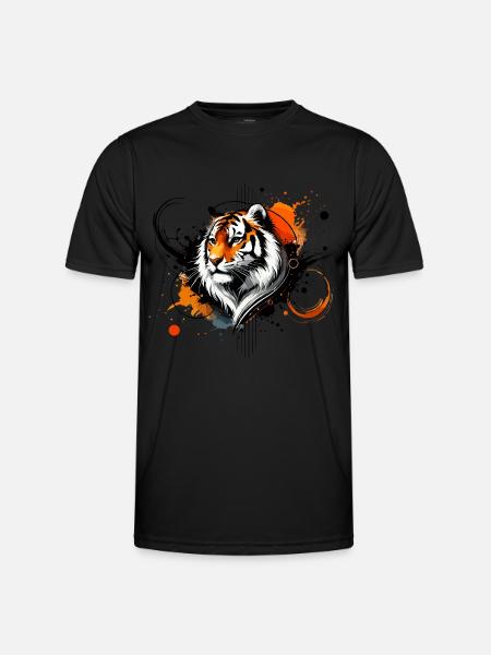 Buntes Aquarell Tiger - Männer Funktions-T-Shirt - Schwarz