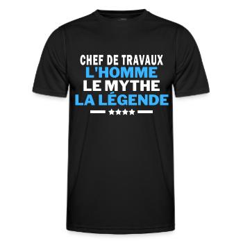 CHEF DE TRAVAUX l homme le mythe la légende humour - T-shirt sport Homme - noir - Devant - AI Model Male 178 dark (178cm)