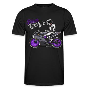 Motorcycle Lifestyle / Motorcycle / Motorcycle biker - Men's Functional T-Shirt - black - Front - AI Model Male 178 dark (178cm)