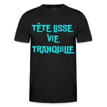 tête lisse, vie tranquille - T-shirt sport Homme - noir - Devant - AI Model Male 178 dark (178cm)