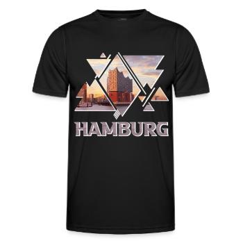 Hamburg Germany Elbphilharmonie Harbour Skyline - Men's Functional T-Shirt - black - Front - AI Model Male 178 dark (178cm)