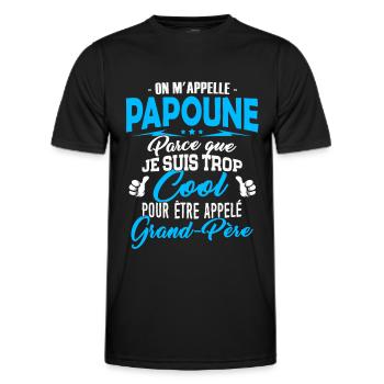 Papoune trop Cool Cadeau Fête des Grands-Pères - T-shirt sport Homme - noir - Devant - AI Model Male 178 dark (178cm)