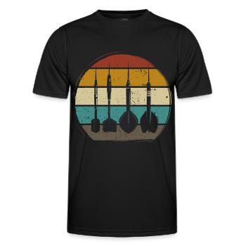 Retro Dartpfeile Vintage Dart Flights Darts - Men's Functional T-Shirt - black - Front - AI Model Male 178 dark (178cm)